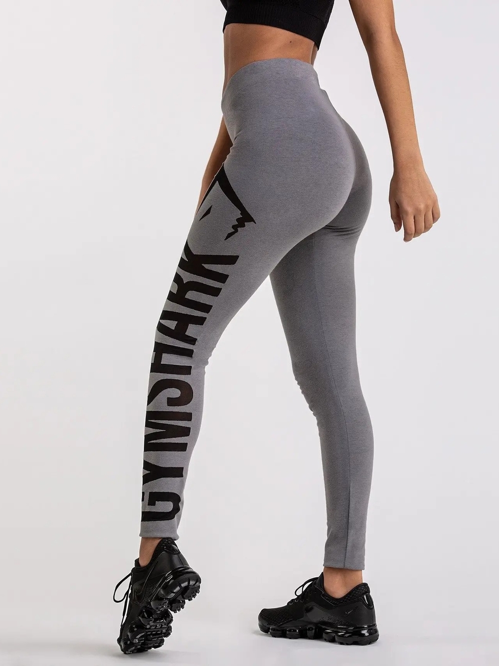 Gymshark Grey High-Waist Leggings with Black Logo